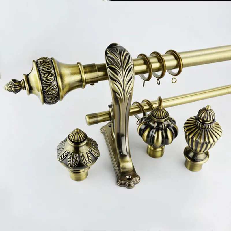 Antik Messing und Kupfer Vorhangstange mit Doppelträger, 16-28mm