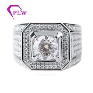 2019 popular design E F white color round hearts arrows cut 3.0 carat moissanite 15 gram gold ring for men