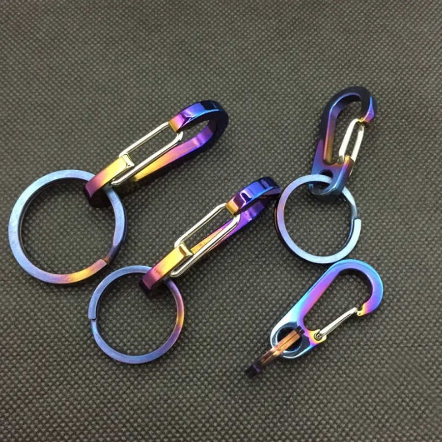 Kait Gantungan Kunci Carabiner Titanium Luar Ruangan EDC Warna