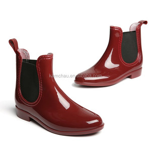 Stile classico lato bassa della caviglia elastici fascia slip on metallic red signore impermeabili stivali da <span class=keywords><strong>pioggia</strong></span> - Product Image 3