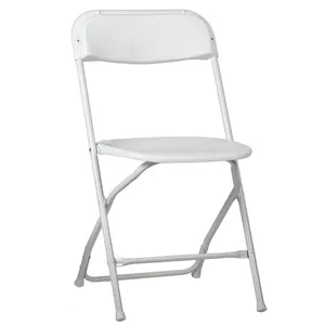 White Plastic Folding Chair Wholesale White Polypropylene Chair Outdoor Portable Plastic Folding Chair With Aluminum Legs