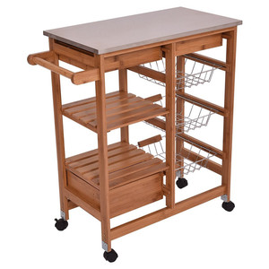 뜨거운 판매 도매 여러 크기 홈 가구 음식 배달 자동차 식사 대나무 주방 트롤리 - Product Image 3