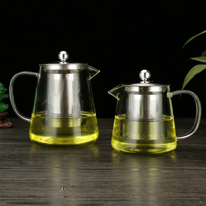 Théière résistante à la chaleur avec couvercle en acier inoxydable, verre borosilicate cafetière - Product Image 1