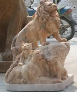 Statue de lion en pierre naturelle, grande taille, sculpture de jardin en pierre