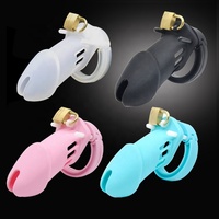 Dispositivo de Castidad para hombres, jaula de pene con 5 anillos de tamaño, Control de silicona, cómoda, duradera, personalizada, productos sexuales