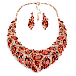 Placcatura della lega di lusso Europei e Americani gioiello esagerato breve collana orecchini set - Product Image 2