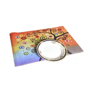 Many Years Factory Durable Artistic Vinyl Small Size Pvc Kitchen Dining Placemat Custom Printed Hotel Table Mats