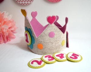 Corona di buon <span class=keywords><strong>compleanno</strong></span> carina con corona di feltro di età sostituibile per la festa di <span class=keywords><strong>compleanno</strong></span> dei bambini - Product Image 2