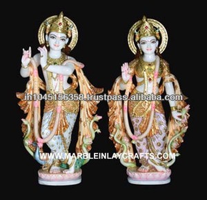 Colorful Radha Krishna Statues Marble - Product Image 1