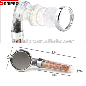 SANIPRO – pommeau <span class=keywords><strong>de</strong></span> <span class=keywords><strong>bain</strong></span> à main à jet <span class=keywords><strong>de</strong></span> pierre à haute pression avec billes en céramique activées par ions négatifs, 3 modes réglables - Product Image 3