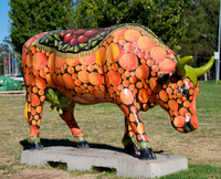 Patung Sapi Perah Seni Dekorasi Taman dari Resin Fiberglass