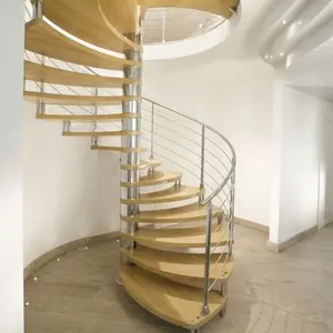 Hochwertiges modernes Treppenhaus design Gebraucht Open Spiral Steel Treppenhaus Preis Mit Massivholz Treppenstufen