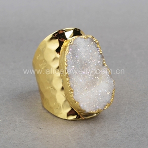 G0886 Chất Lượng Cao Mã Não Trắng <span class=keywords><strong>Druzy</strong></span> Đồ Trang Sức Bằng Đá Cuprum Nhẫn Tráng <span class=keywords><strong>Druzy</strong></span> Cuff Nhẫn - Product Image 6