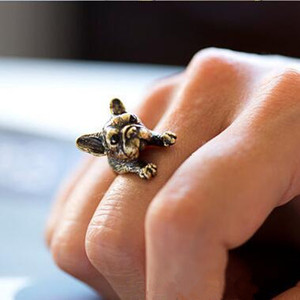 Anillo con diseño de perro <span class=keywords><strong>Bulldog</strong></span> francés Unisex, joyería, barato, fabricante - Product Image 1