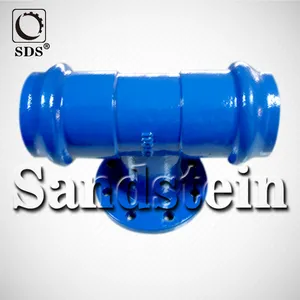 Ductile Iron Double Socket Level Invert Tee with Flange Branch for PVC Pipe