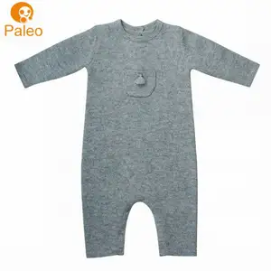 工厂OEM批发长袖灰色定制婴儿连身衣
