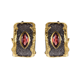 Ensemble de <span class=keywords><strong>bijoux</strong></span> en argent plaqué or vintage avec agate rouge carrée au design original et mignon, vente en gros - Product Image 2