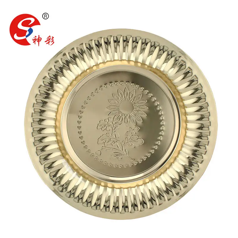 Silver Golden Copper Bronze Stainless Steel Dinner Plate Indian Dishes For Restaurant Food Tray