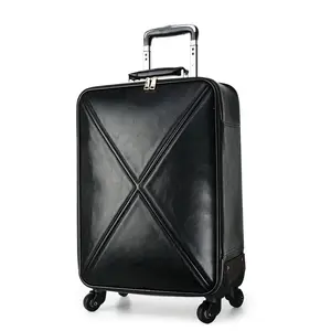 Wholesale Business Carry On Italian Newest Luggage PU Leather Travelling Suitcase