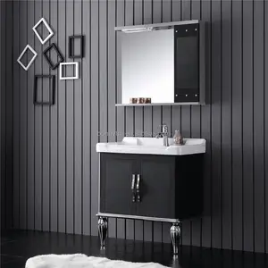 BONNYTM Eski Stil Otel Banyo Vanity Kabine 201/304SS Gri Banyo Vanity