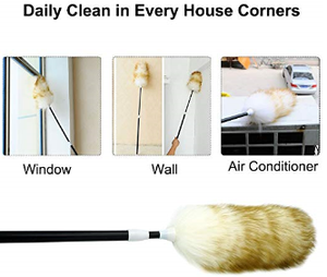 42 Inch Lambswool <span class=keywords><strong>Duster</strong></span> Telescoping Nhựa Xử Lý Da Cừu Thật Len Làm Sạch Bụi - Product Image 6
