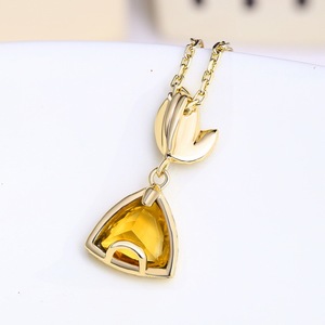 Desain mewah Beruntung Daun 14K emas Plating berlian kuning 925 perak kuning permata alami <span class=keywords><strong>Citrine</strong></span> liontin untuk anak perempuan - Product Image 6
