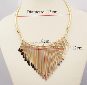 الأزياء اليدوية لامعة عقد ذهب الشرير نمط الهند سبيكة معدنية الذهب الشرابة المختنق قلادة - Product Image 2