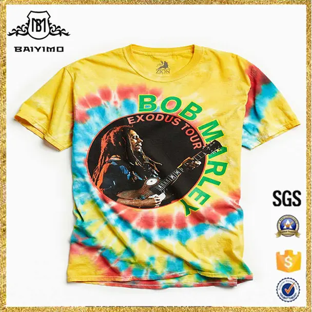 2017 großhandel Mode Designs Kundenspezifischen männer T-shirt Bob Marley Exodus <span class=keywords><strong>Tour</strong></span> Grafiken Dye T