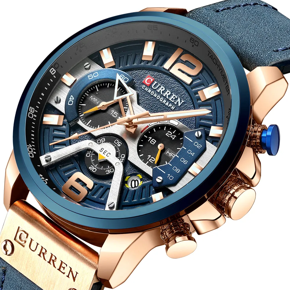 2021 Curren Watch 8329 Hot Sale Jam Tangan Pria Jam Tangan Baru Biru Belt Quartz Watch Pabrik Jam Tangan Penjualan Langsung Reloj Hombre