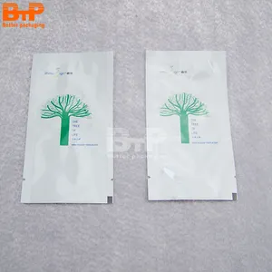 Paper tea aluminum foil bag envelope sachet packing small custom logo kraft paper 3 side seal coffee sample packaging bags