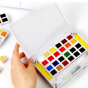 Peinture à l'<span class=keywords><strong>aquarelle</strong></span> solide 18/30/36/48 couleurs, ensemble de peinture à l'<span class=keywords><strong>aquarelle</strong></span> professionnelle, boîte avec stylo à brosse à eau, offre spéciale - Product Image 1