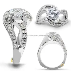 5 карат дизайнерские покрытием 18-ти каратным белым/желтое золото-обручальное кольцо с бриллиантом, GIA-IGI Сертифицированный Кольцо с бриллиантом, самый дешевый кольцо с бриллиантом в Индии