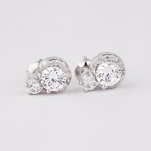 Oro Blanco Teemi mayorista chispas Flor Diamante Redondo para las mujeres del partido de tarde del pendiente de la joyería de lu - Product Image 2