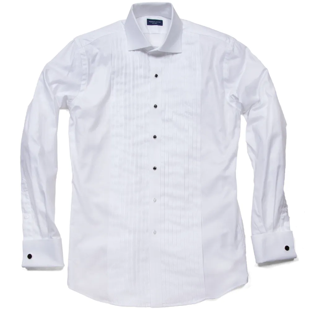 Camisas de esmoquin plisadas blancas para hombre, camisas de vestir de boda