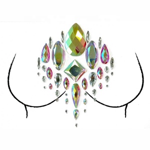 Autocollants pour le corps Flatback sans danger pour la peau Bijoux de poitrine en <span class=keywords><strong>strass</strong></span> acrylique <span class=keywords><strong>Visage</strong></span> et chaussures en résine/Bijoux de sac avec technique de colle pour les fêtes - Product Image 3