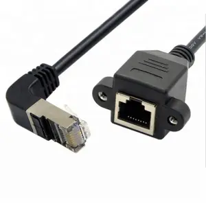 Üst açı RJ45 L şekli Cat5e Ethernet ağ lan kablosu ile vida paneli dağı erkek kadın uzatma lan kablosu