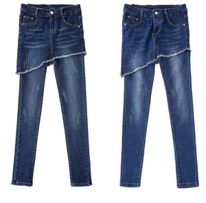 YSMARKET Jeans de Mezclilla para Mujer, Faldas Pantalón, Tallas Grandes, Cintura Media, Jeans Lápiz Largos, Pantalones Culottes de Mezclilla Elástica de Algodón, <span class=keywords><strong>Calsa</strong></span> E980 - Product Image 6