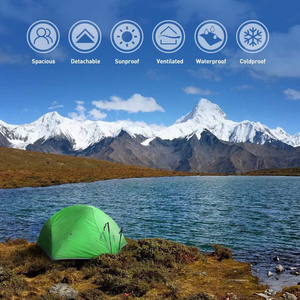 Tente de camping <span class=keywords><strong>2</strong></span> personnes 4 saisons verte extérieure BACKPACKING Travel Tourist Double Layer Waterproof Windproof Lightweight - Product Image 6