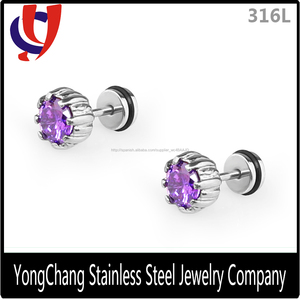 Surtidor de China nuevo estilo acero inoxidable 316l seúl piedra aretes de circonio para las muchachas - Product Image 1