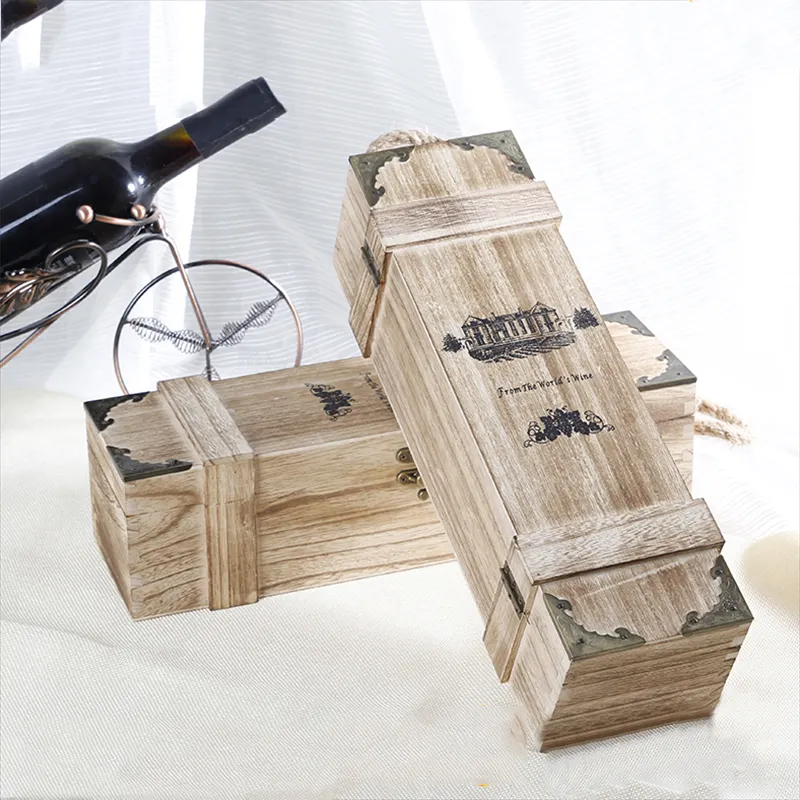 Gift Wood Box Christmas Activities Gift Boxes Single Bottles Custom Logo Paulownia Wooden Red Wine Boxes For Wine Bottle Wood Box Packing