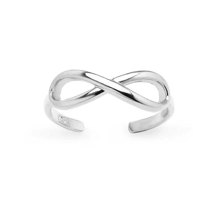 925 Sterling Silver Adjustable Infinity Toe Ring for Women