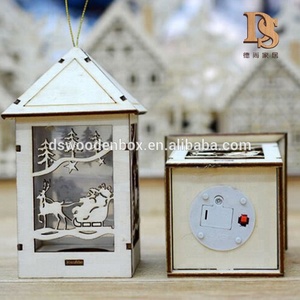 Carved <strong>House</strong> Shape Wooden LED <strong>Light</strong> Box <strong>Tea</strong> <strong>Light</strong> <strong>Holder</strong> for Hotel Home Hanger Christmas Decoration - Product Image 6