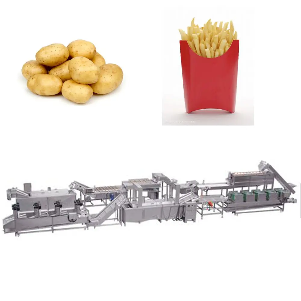 Otomatik 300-500 kg/saat Dondurulmuş Patates Gevreği Cips Işleme Tesisi Makineleri Fransız kızartma üretim hattı Satılık