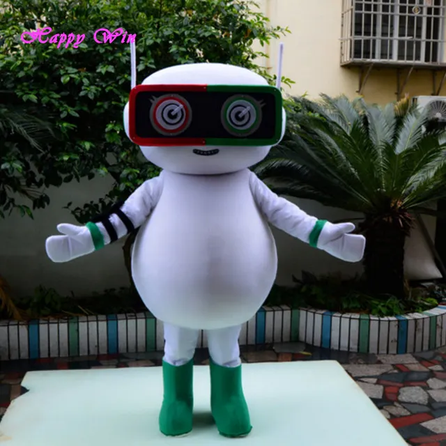 Beyaz robot karakter maskot kostüm/robot kostüm için yetişkin