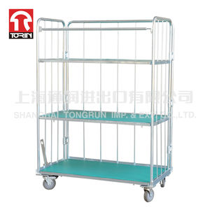 Torin SWK1039 Matériel d'entrepôt pliant à trois couches en forme de L Conteneur en rouleau en acier Chariot à cage à rouleaux - Product Image 1