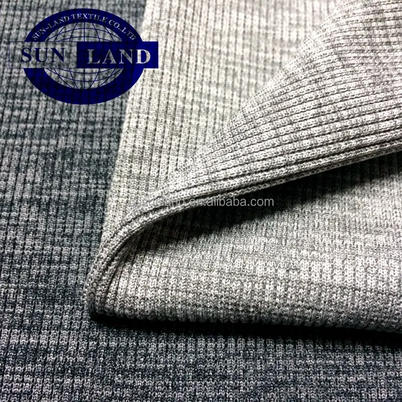 Fil teint mélange vêtement manchette ourlet matériel vêtements 95 polyester 5 spandex 2*2 côtes tricot tissu