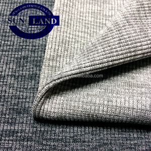 Sợi Nhuộm Melange May Cuff Hem Chất Liệu Quần Áo 95 <span class=keywords><strong>Polyester</strong></span> 5 Spandex 2*2 Vải Đan Sườn - Product Image 1