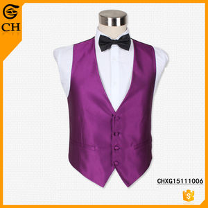 New Latest Design Cheap Purple <strong>Mens</strong> Waiter Work Polyester <strong>Waistcoats</strong> <strong>Uk</strong> - Product Image 2