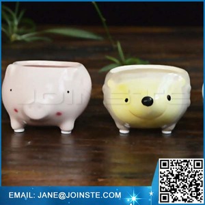 3PCS小さな動物セラミック植木鉢豚象ハリネズミプランター発売中かわいい多肉植物植木鉢 - Product Image 3