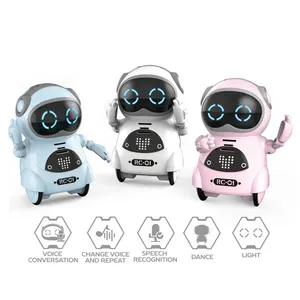 intelligent kids toy speech recognition mini pocket dancing robot with light music